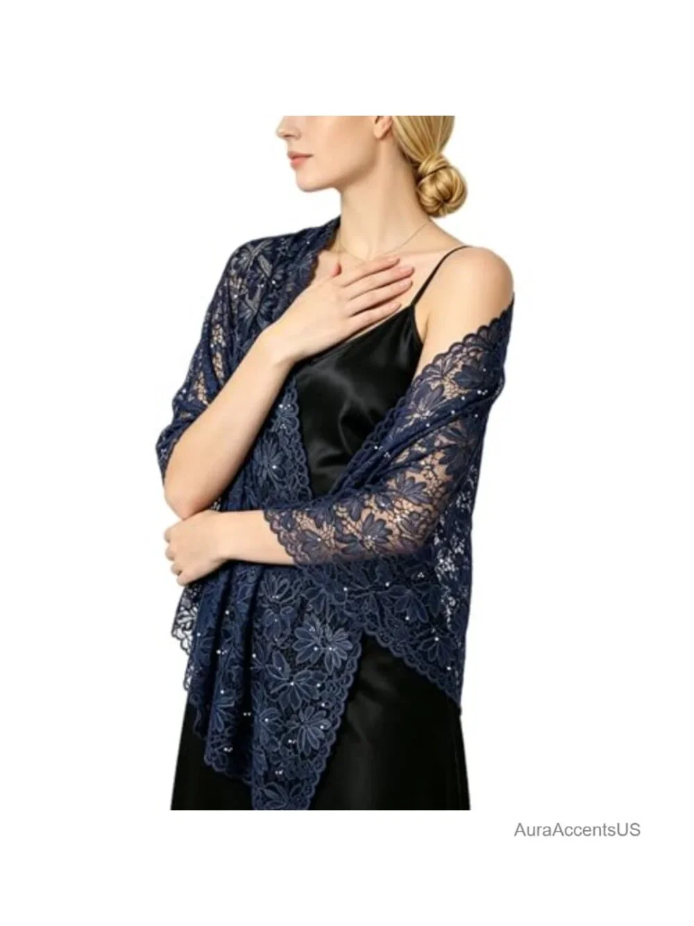 Lace Rhinestone Wrap Shawl Wedding Bridal Cape for Women